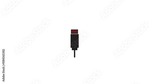 Abstract USB cable icon design, isolated on white background 