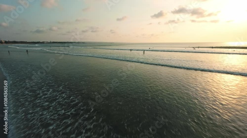 fpv drone aerial viewsunset over the sea in bali