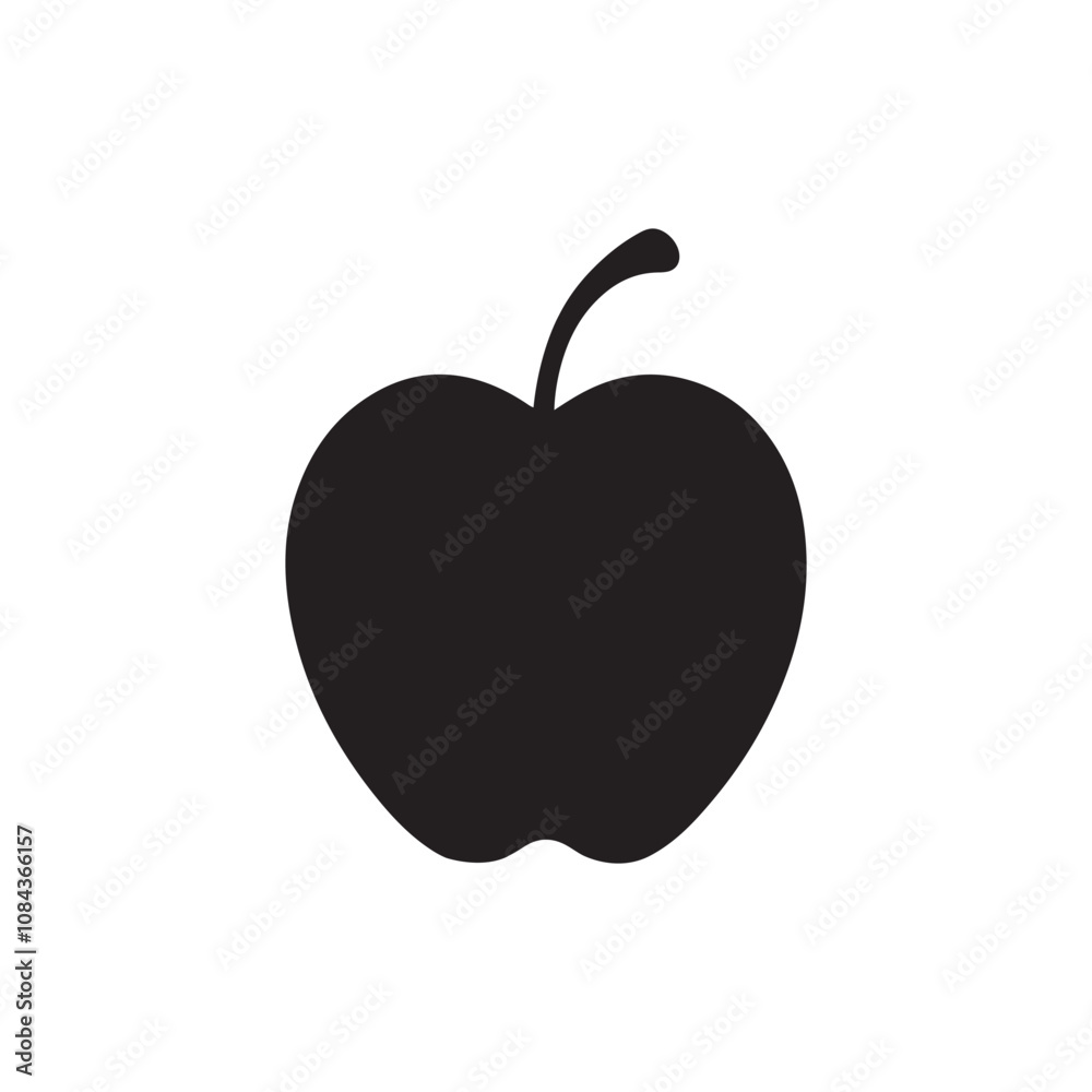 Fototapeta premium Apple fruit silhouette vector art illustration