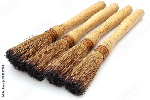 Various natural bristle brushes are displayed, ready for artistic projects