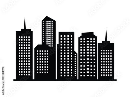 City Silhouette Vector Set Urban Skyline Panorama and Border Collection Architecture Design.