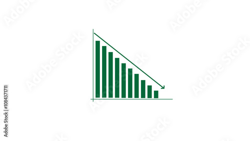 Abstract Descending Triangle Stock Chart Pattern Business on white background.