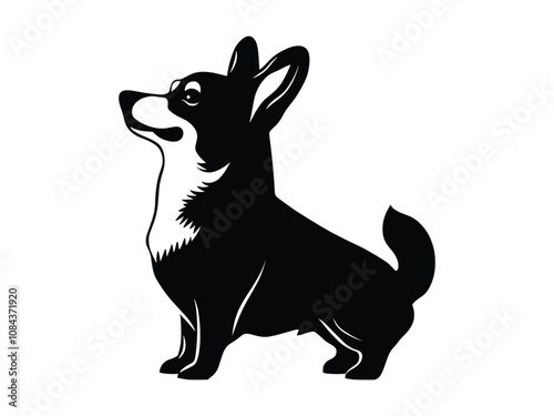 Corgi Dog Silhouette Cute Welsh Breed Outline Design