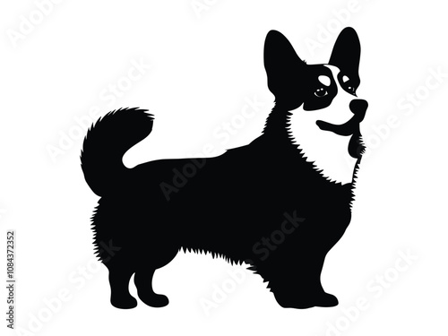 Corgi Dog Silhouette Cute Welsh Breed Outline Design