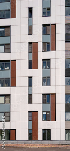 Fragment in Modern residential flat apartment building exterior. Architecture background photo