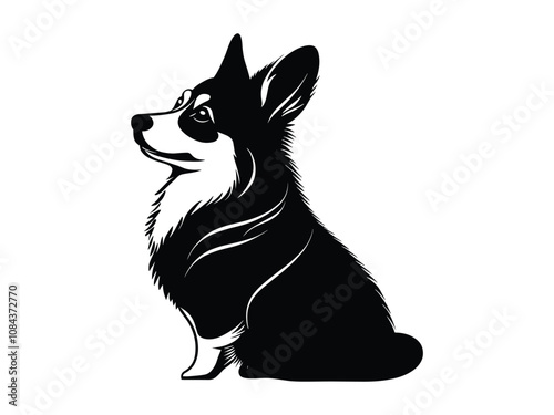 Corgi Dog Silhouette Cute Welsh Breed Outline Design