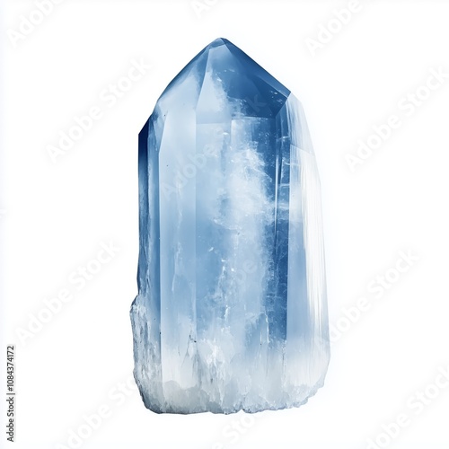 An archival image of a Angelite crystal, raw and natural shaped. The crystal is centered on a clean, blank background, making it easy to cut out. photo