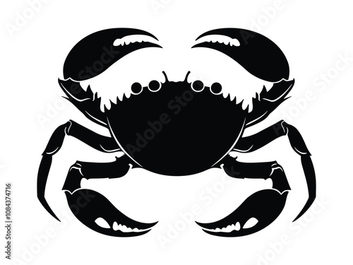 Crab Silhouette Marine Life Vector Icon and Seafood Illustration