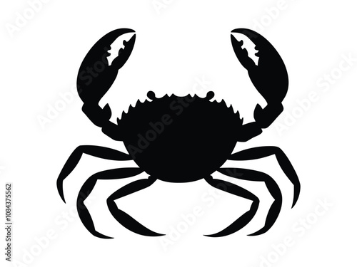 Crab Silhouette Marine Life Vector Icon and Seafood Illustration