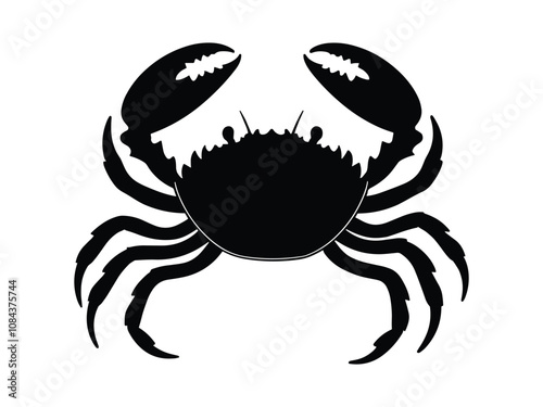 Crab Silhouette Marine Life Vector Icon and Seafood Illustration