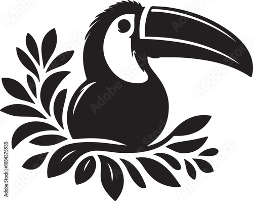 Toucan Silhouette Vector Art on White Background - Tropical Bird Icon Design

