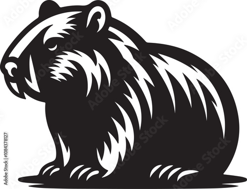 MobileWombat Silhouette Vector Art on White Background - Adorable Australian Animal Icon Design

