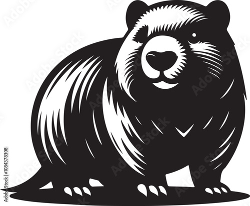 MobileWombat Silhouette Vector Art on White Background - Adorable Australian Animal Icon Design

