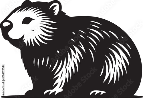 MobileWombat Silhouette Vector Art on White Background - Adorable Australian Animal Icon Design

