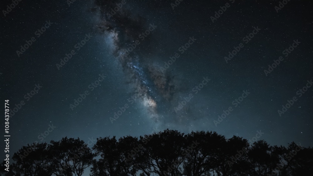 Stargazing beneath a breathtaking Milky Way in a serene, remote landscape at night Stargazing beneath a breathtaking Milky Way in a serene, remote landscape at night