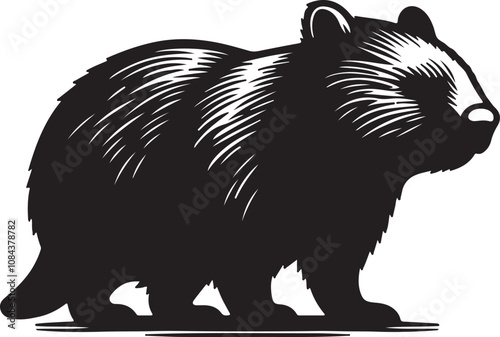 MobileWombat Silhouette Vector Art on White Background - Adorable Australian Animal Icon Design

