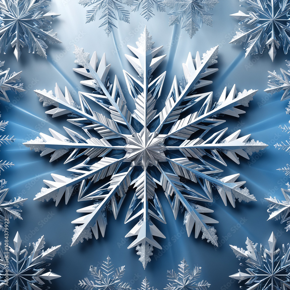 Silver snowflake pattern on a blue background Silver snowflake pattern on a blue background