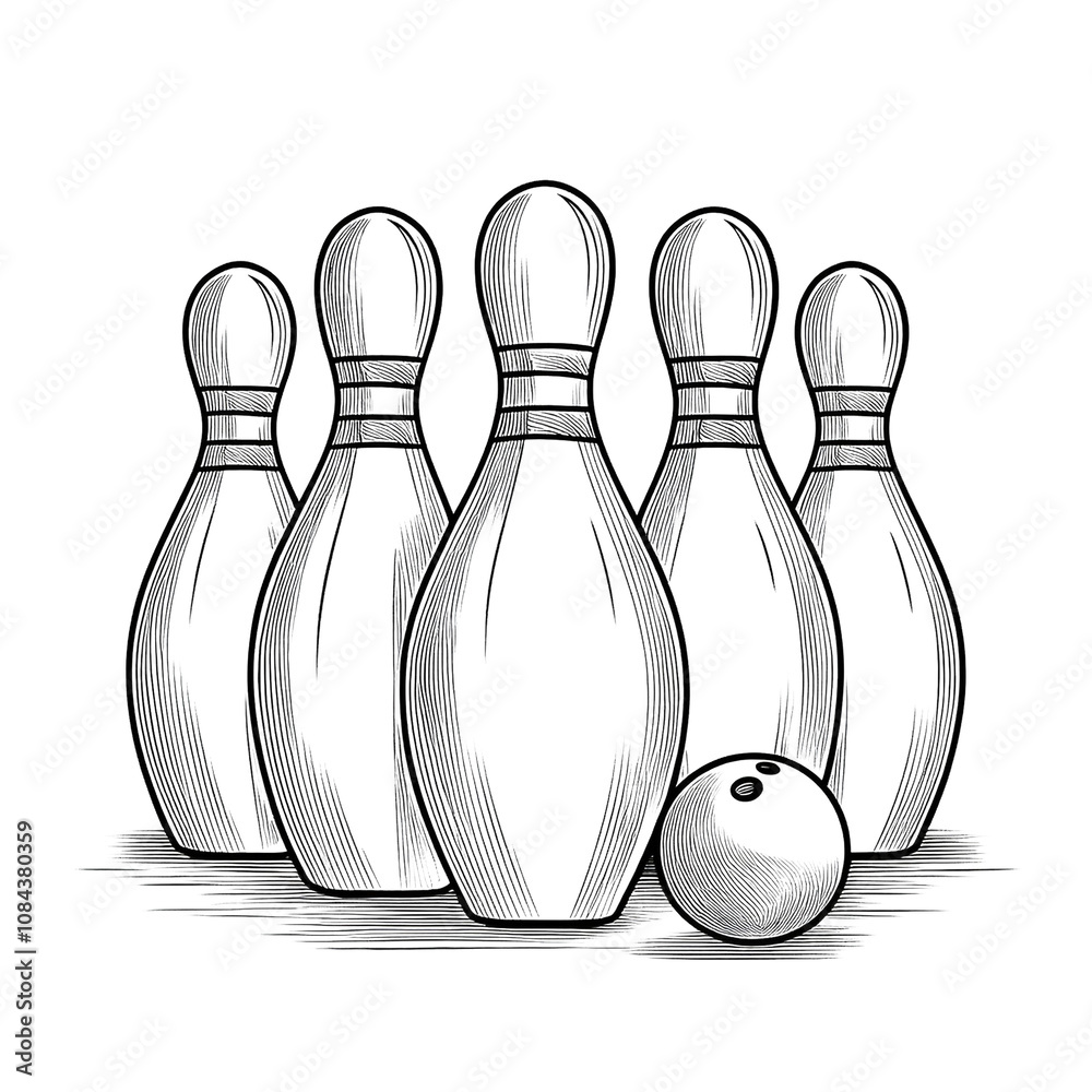 Fototapeta premium bowling pins and ball icon 