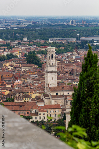 Wallpaper Mural a panoramic view down to the valley of verona with the tower of the famous Santa Maria Matricolare church Torontodigital.ca