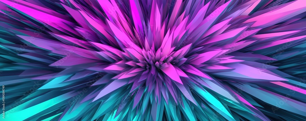Vivid pink and turquoise spikes exploding from the center Vivid pink and turquoise spikes exploding from the center