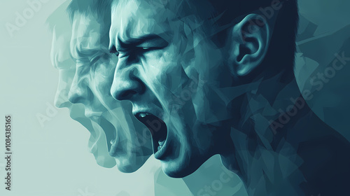 Depressed man faces of depression depressive states of mind melancholy mental disorders abnormal and clinical psychology psychopathology. Melancholy. Illustration