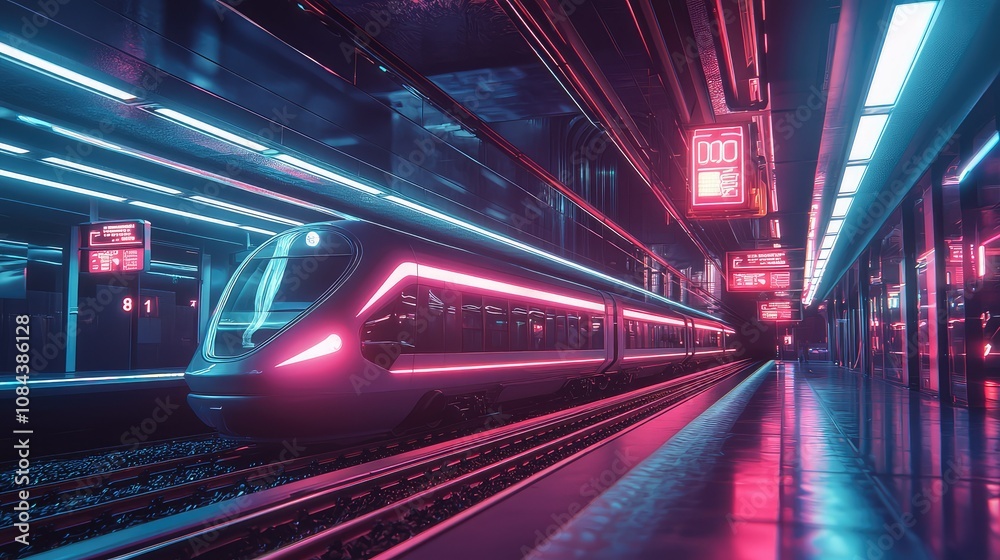 Fototapeta premium Modern Underground Train Station with Sleek Architecture