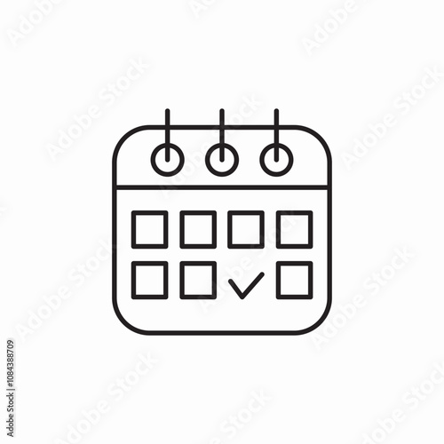 calendar check mark icon sign vector