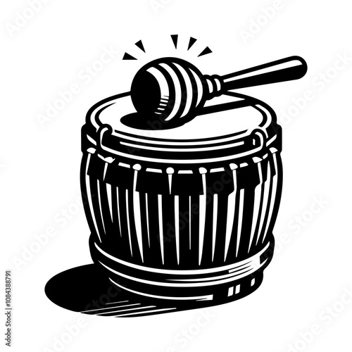 Simple Vector Icon of a Bombo Legüero – Logo Design Illustration