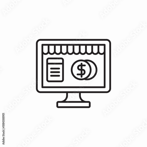 computer online store icon sign vector