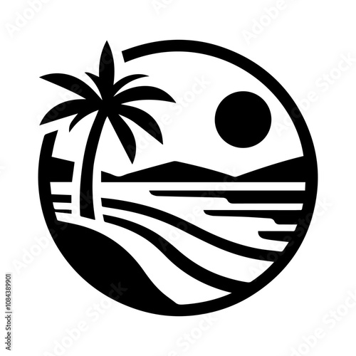 Simple Vector Icon of a Sandy beaches – Logo Design Illustration