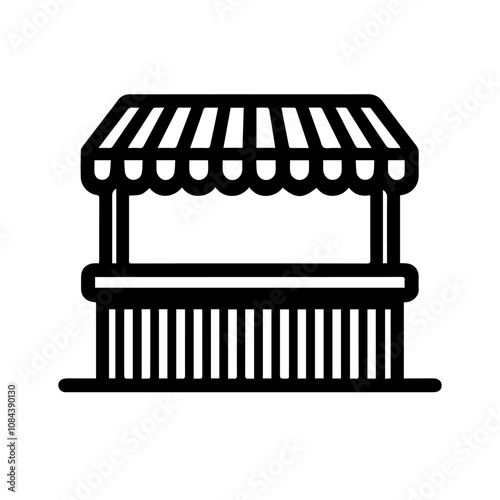 Simple Vector Icon of a Stalls – Logo Design Illustration