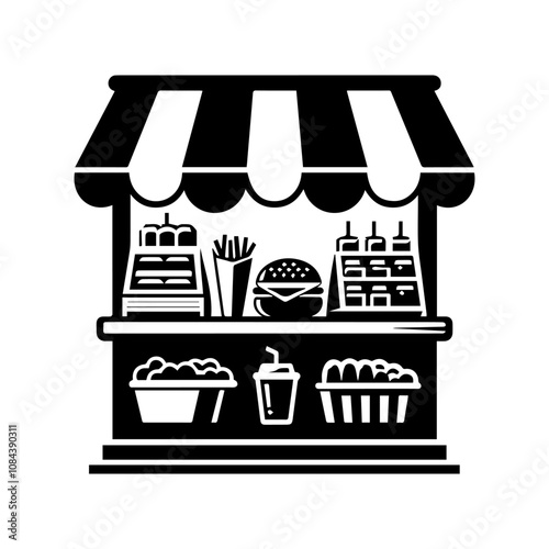 Simple Vector Icon of a Food Stands – Logo Design Illustration