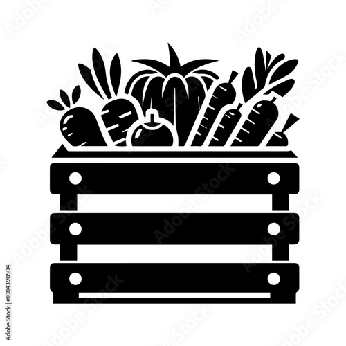 Simple Vector Icon of a Produce Crates – Logo Design Illustration