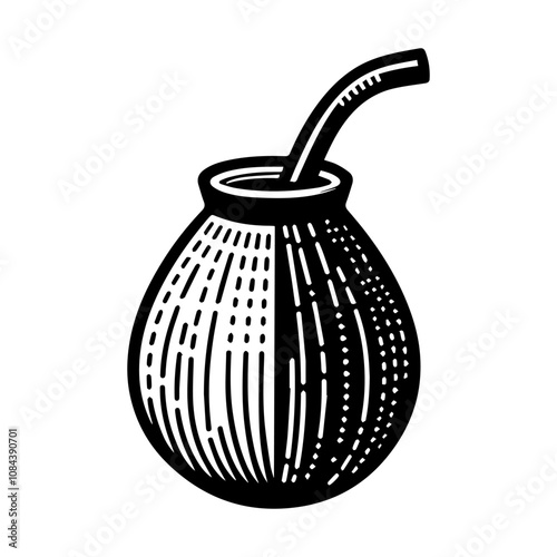 Simple Vector Icon of a Mate Gourd – Logo Design Illustration