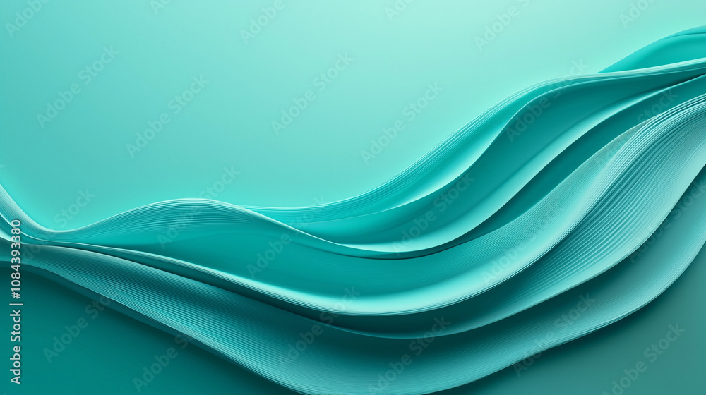 Obraz premium A flowing, continuous wave with smooth curves and gradients, set against a solid teal background.