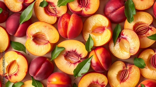 Bright and juicy nectarine slices