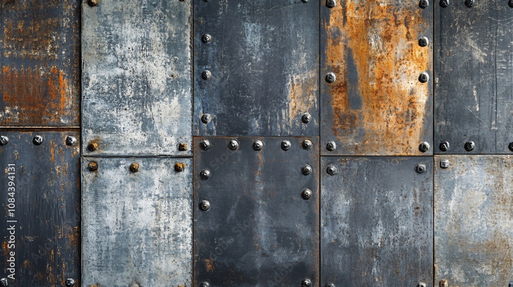 Rustic Metal Texture Weathered Steel Plates with Rivets Rustic Metal Texture Weathered Steel Plates with Rivets