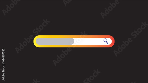 Search web bar with magnifying glass, internet search bar. an isolated search engine. information search system on black background.
