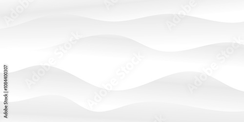 Abstract white paper gradient wavey curve line shadow minimal wave line vector background, space for text, book, flyer, card style space.