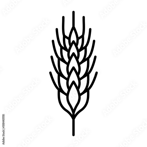 Wheat, line icon. Bread, nutrition, gluten, carbs or agriculture. Spike of wheat, linear illustration of cereals plant. Editable stroke, thin line, simplicity style. 