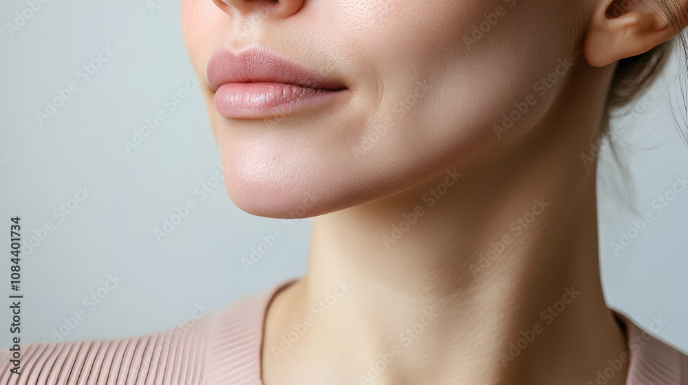 Detailed double chin transformation on a womana??s face . illustration Detailed double chin transformation on a womana??s face . illustration