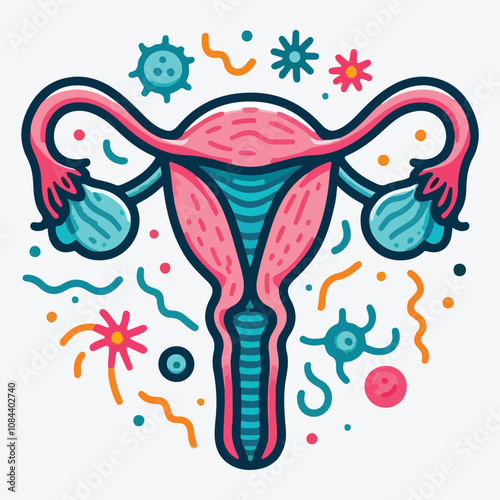 A simple illustration of an endometrial polyp stock illustration
