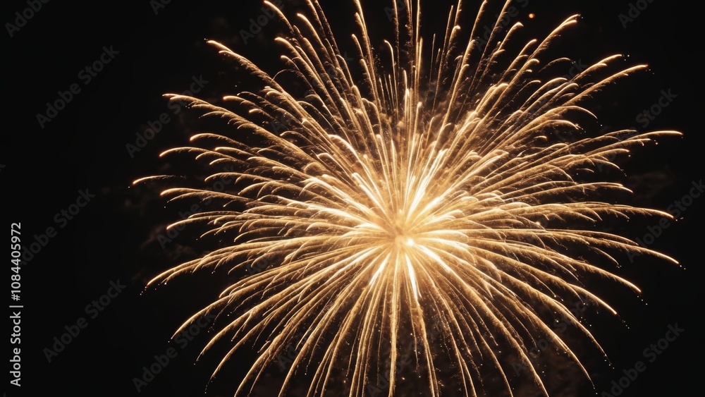 Obraz premium Brilliant golden fireworks burst in the night sky during a lively celebration event