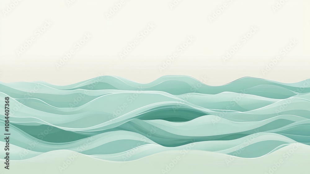 Fototapeta premium Abstract art of soft blue waves against light background