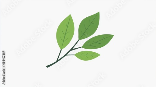 Wallpaper Mural Simple green branch with five leaves, minimalist design Torontodigital.ca