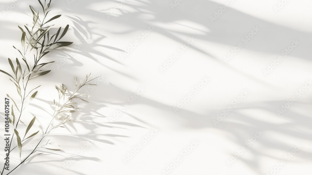 Minimalist plant shadows on light background wall Minimalist plant shadows on light background wall