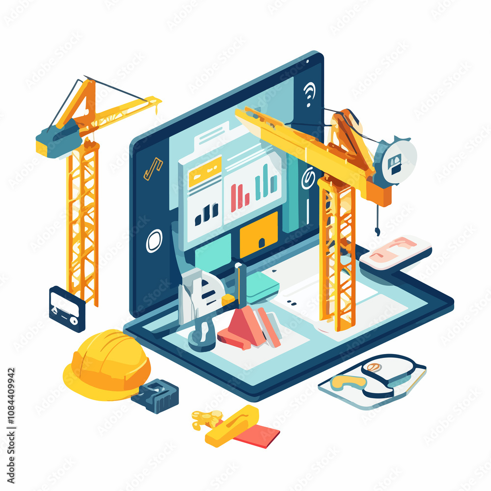 Obraz premium Tablet Operative System Under Construction with Transparent Screen