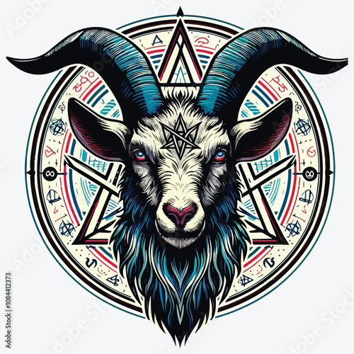 Baphomet goat head. stock illustration