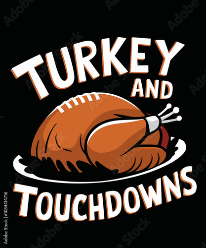 Turkey and touchdowns, funny Thanksgiving illustration