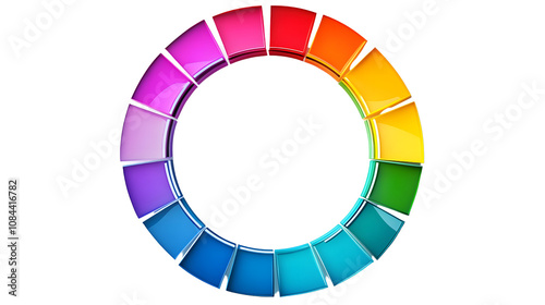 Circular diagram with colorful sections labeled on a white background, no shadows photo